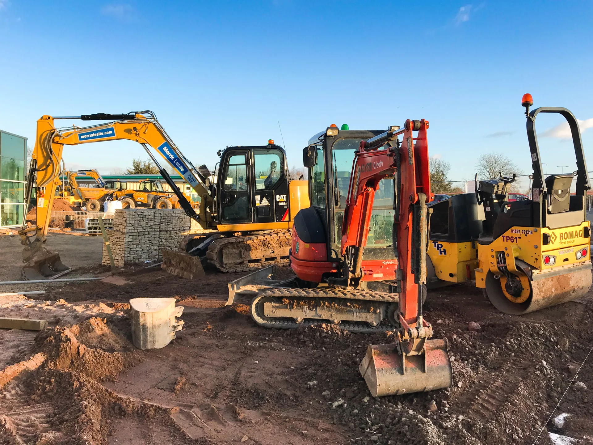 Excavator and construction plant on a building site
